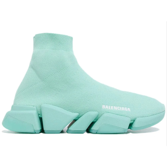 Balenciaga Mens Speed 2.0 Sock Mint Green High Top Knit Trainer Sneaker 45 12 - Picture 1 of 12
